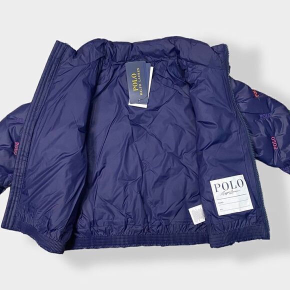 Polo Ralph Lauren Toddler Unisex Navy Logo Quilted Down Jacket size 2T New - Picture 6 of 12